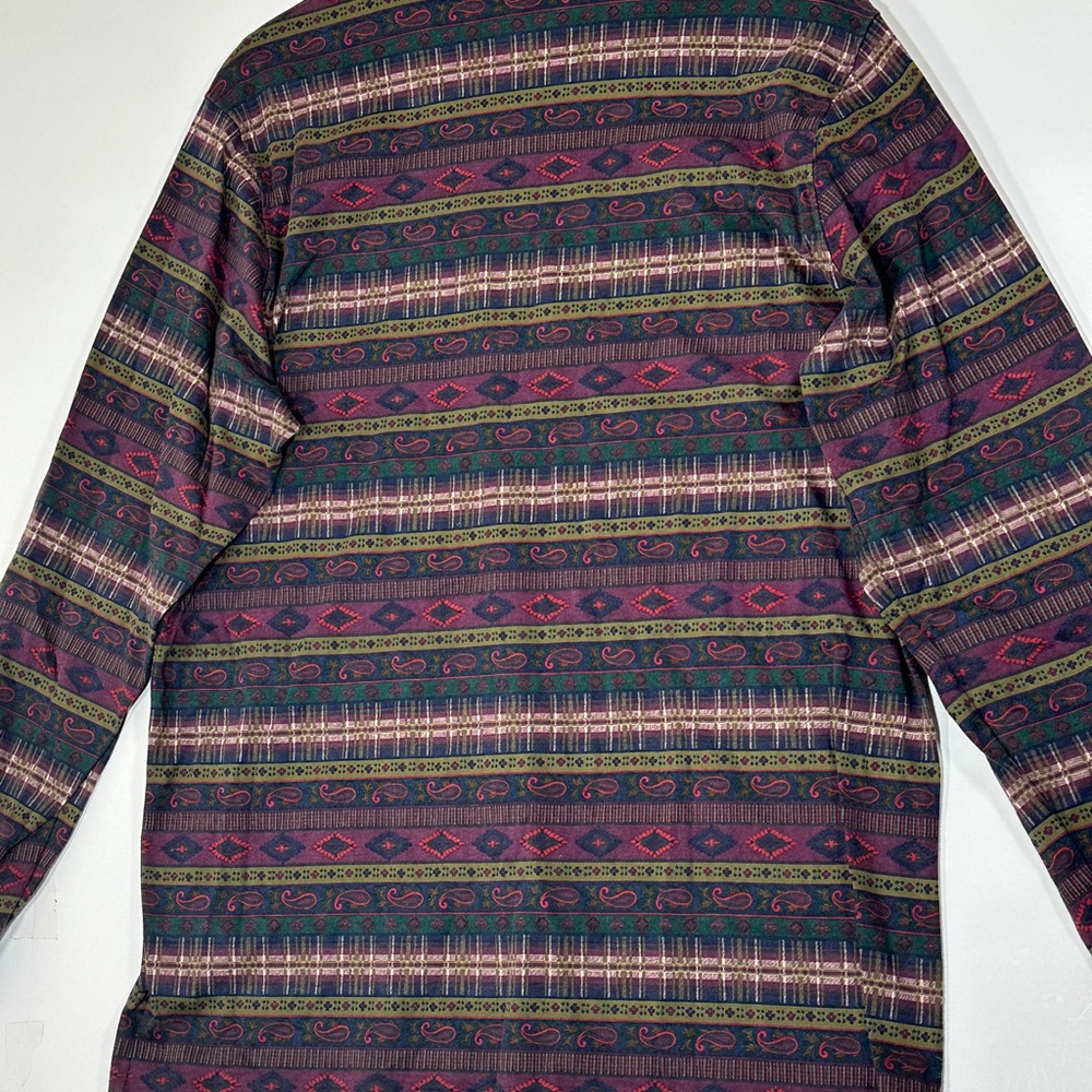 Vintage Lands End Aztec Western Long Sleeve Shirt Mens Size Large 42-44 USA Made - Picture 12 of 15